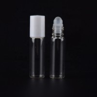 Essential oil clear roller bottle 5ml glass bottles with white cap