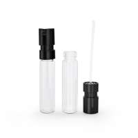 Cosmetic packaging travel pocket size 1ml 1.5ml  2ml spray perfume spray bottles with black white lid