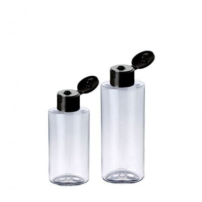 120ml 200ml Clear PET Plastic Bottles with Black Snap Top