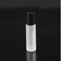 10ml frosted clear glass bottle/vial with black cap