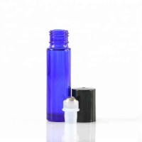 hot sale 10ml thick glass mold cobalt blue essential oil roll on perfume aroma glass bottle with stainless steel roller